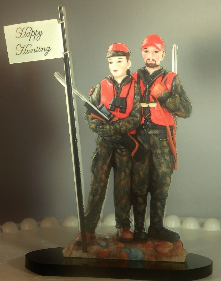 Deer Camo Hunter Hunting Wedding Cake Topper Guns