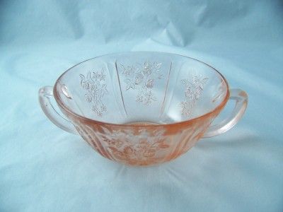 Federal Glass Sharon Cabbage Rose Pink Cream Soup Bowl Excellent 