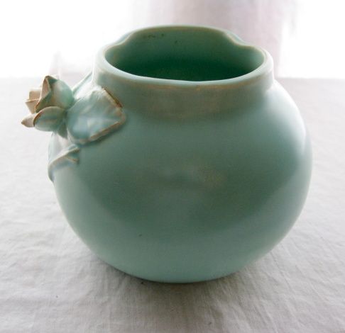 Haldeman Rose Bowl 3 5 Caliente Turquoise Pottery Applied Rose 