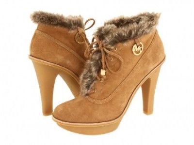 michael kors nib carlie lace up suede barley boots 8