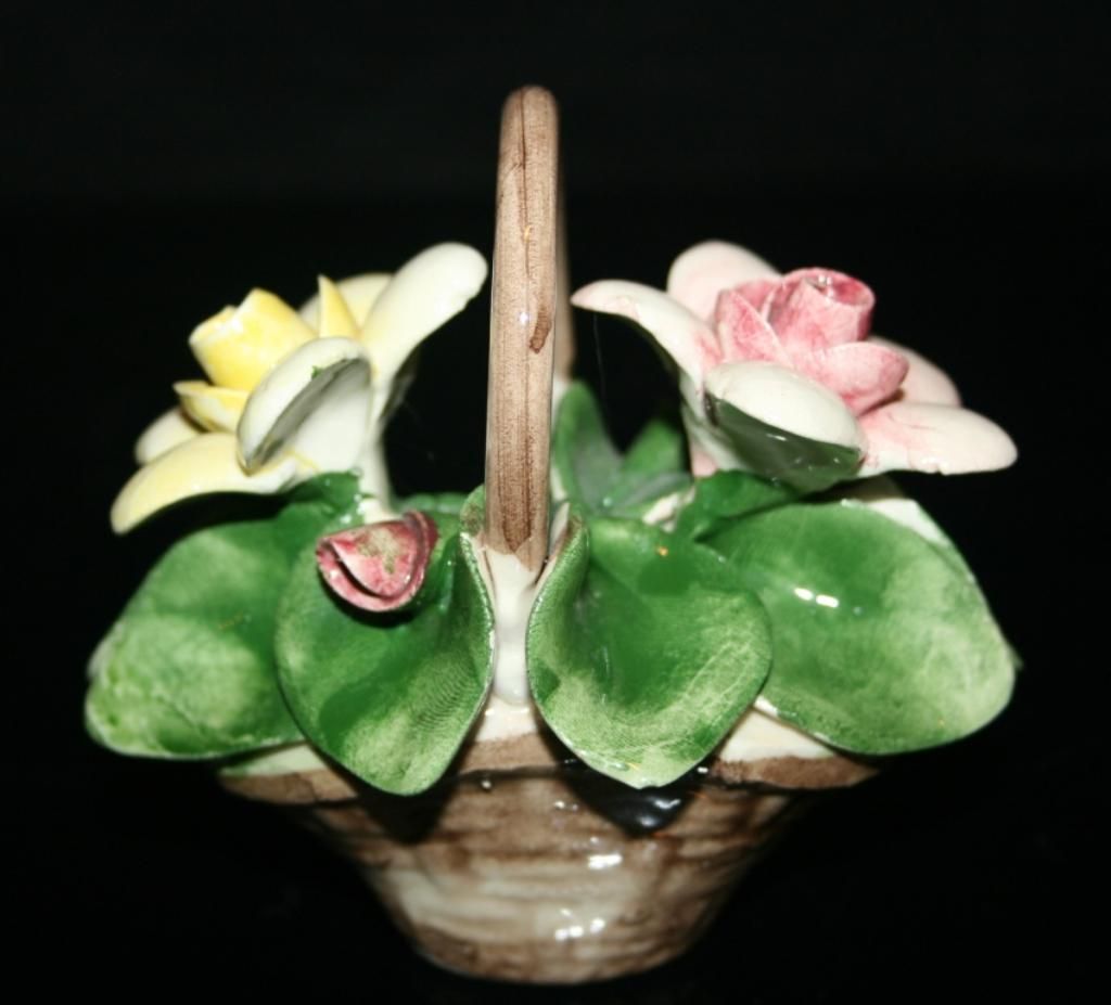 vintage nuova capodimonte flower basket sweet flower basket with pink