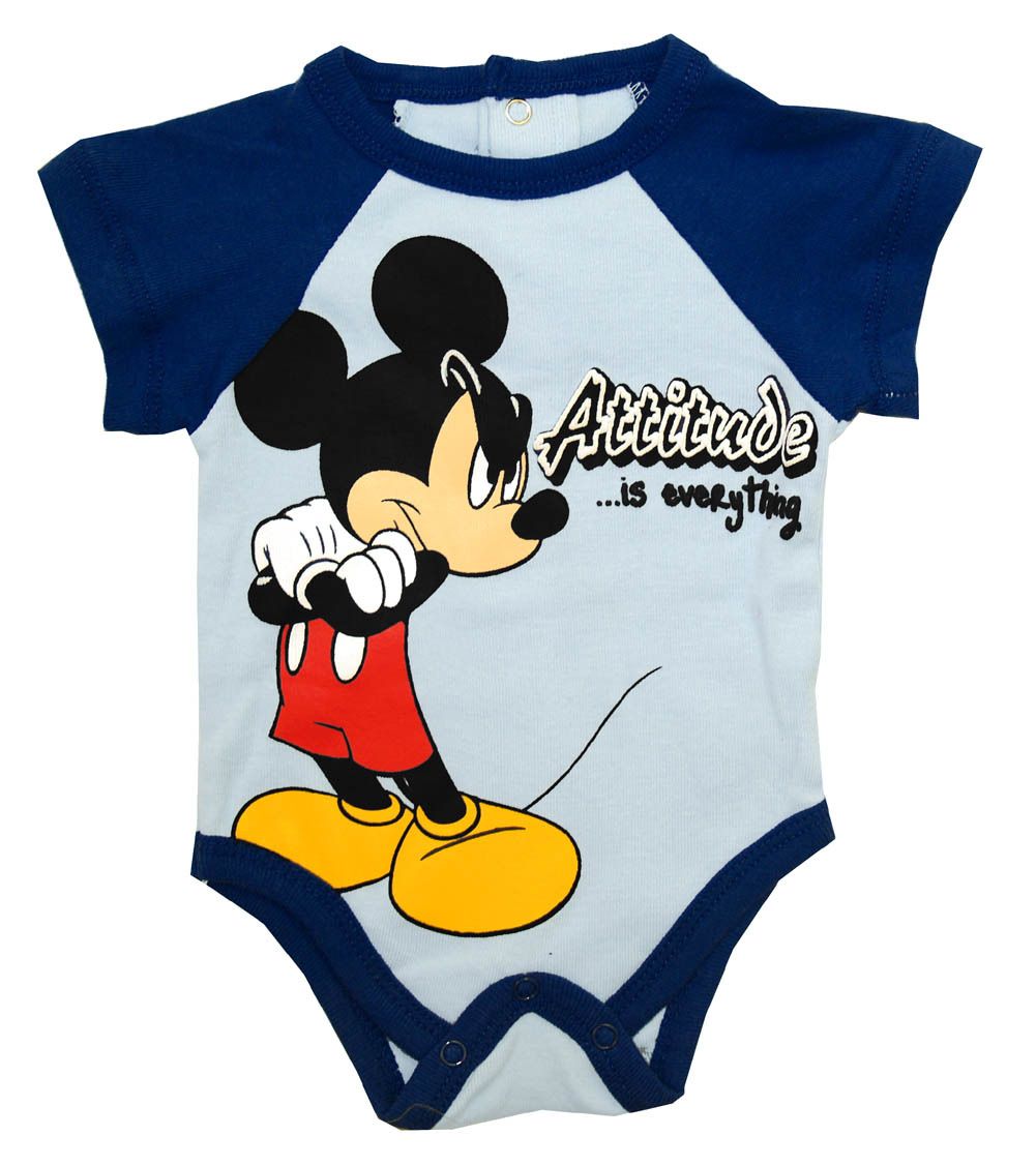   Mouse Walt Disney Attitude Is Everything Cartoon Baby Snapsuit