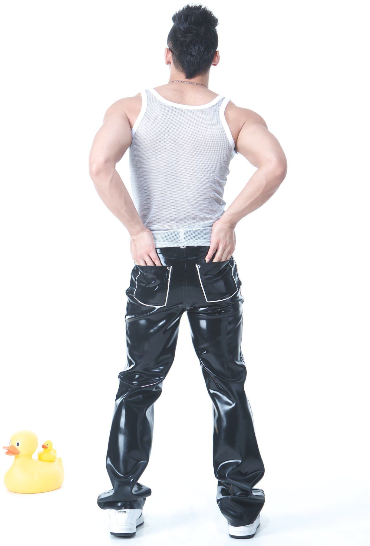   Squeeze Dog Latex Gummi Rubber Casual Active Pants Black Medium