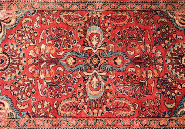 Antique Persian Carpet Flowers Old Hand Made Royal Red SAROUK Oriental 