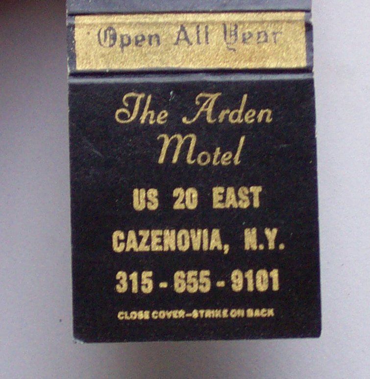 1970s Matchbook Arden Motel Jones Cazenovia NY Madison