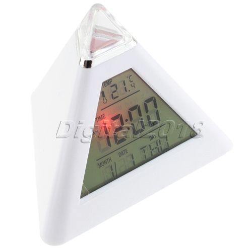 Glowing LED 7 Color Change Pyramid Digital Alarm Clock