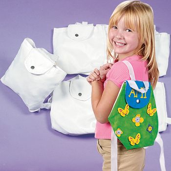 Childrens Canvas White Backpacks Fabric Craft Painting