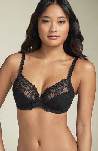 NEW CHANTELLE BRA UK 32F US 32DDDD #3491 AFRICA SEAMED MESH BLACK