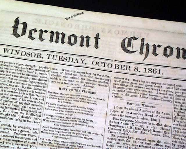 1861 Civil War Old Newspaper CHAPMANVILLE WV West Virginia   Cheat 