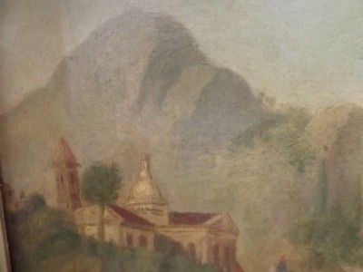 Antique 1800s Flemish Romantic Capriccio Landscape Oil