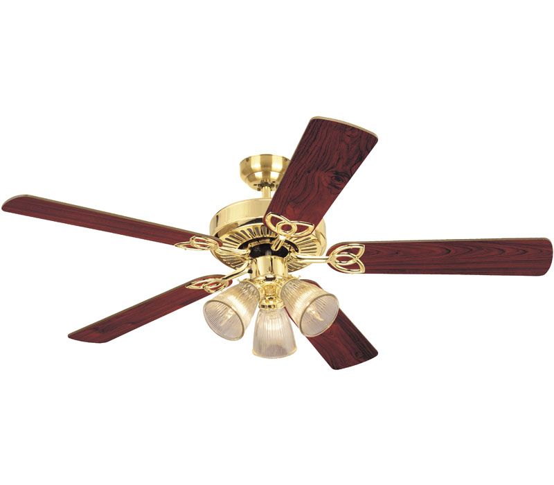   7804365 Vintage Brass 52 Ceiling Fan w Light Pull Chains