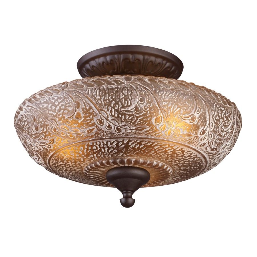   Restoration Semi Flush Mount Ceiling Lighting Fixture, Oiled Bronze