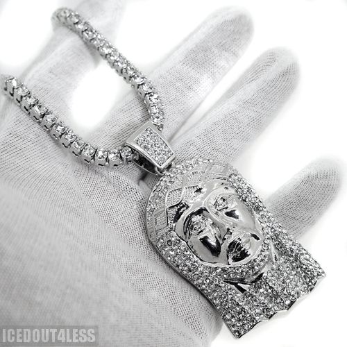 Best Seller 3D Rhodium Finish Iced Out Jesus Piece Crystal Pendant