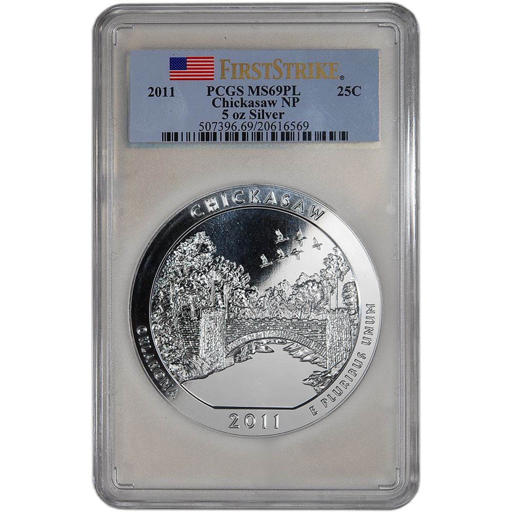 2011 ATB Chickasaw Silver (5 oz) 25C   PCGS MS69 PL   First Strike