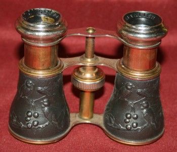 Antique 1890s Chevalier Paris Opera Glasses Binoculars Birds and 