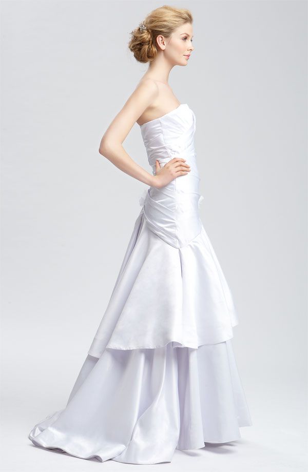 New Christian Siriano Strapless Satin Tiered Bridal Gown Size 4 $2375 