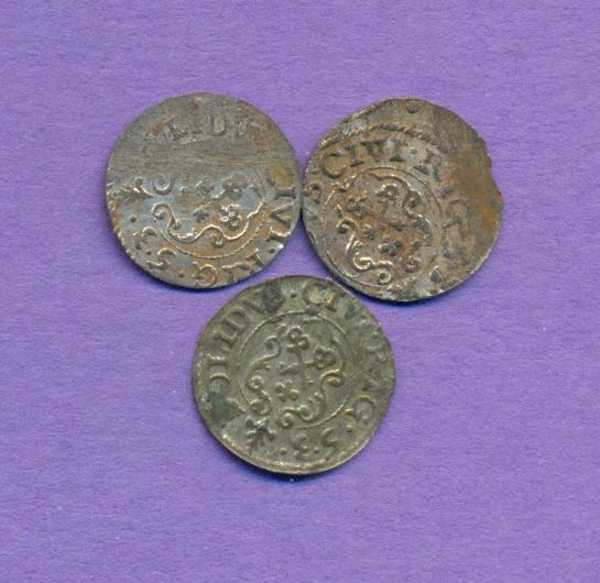 Sweden Latvia Riga Schilling 1653 Christina  3 PC