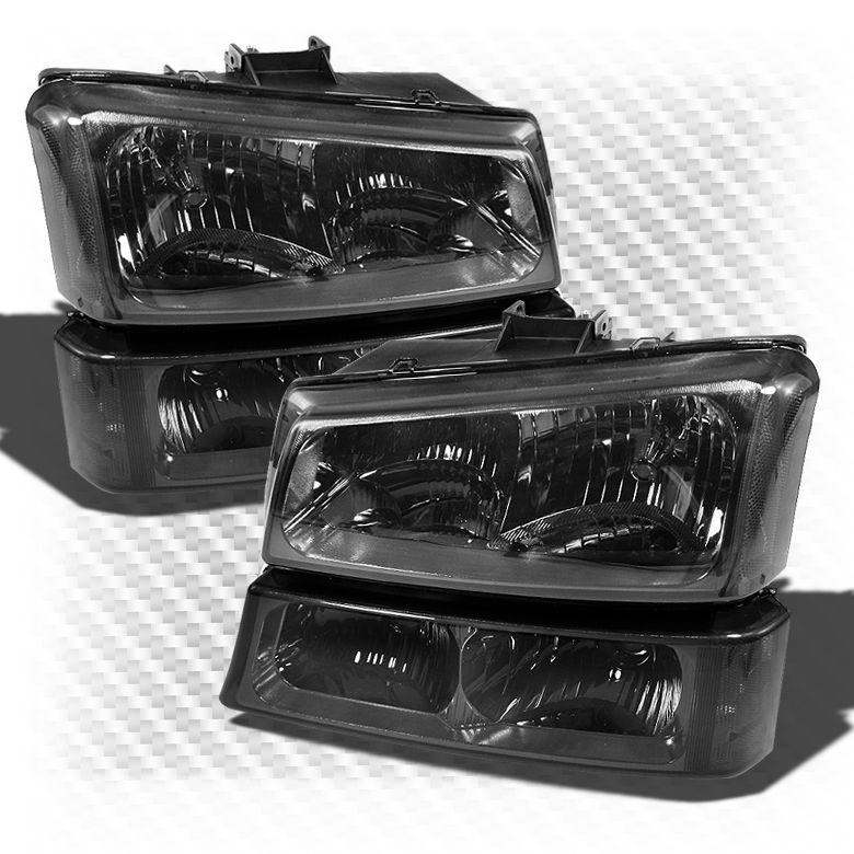 Smoked 03 06 Chevy Silverado Headlights Smoke Corner Head Lights Lamp 