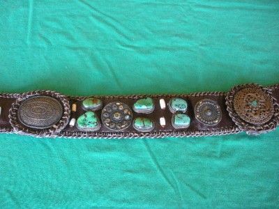 Antique leather and silver belt sewn with Chesnee coat closers and 