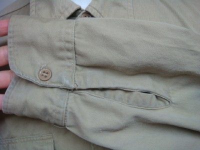 VINTAGE 50 LEE CHETOPA BEIGE COTTON WORK SHIRT SZ 16 1/2 SHORT