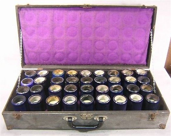 36 BLUE AMBEROL EDISON CYLINDER RECORDS Plus ORIG Traveling Case