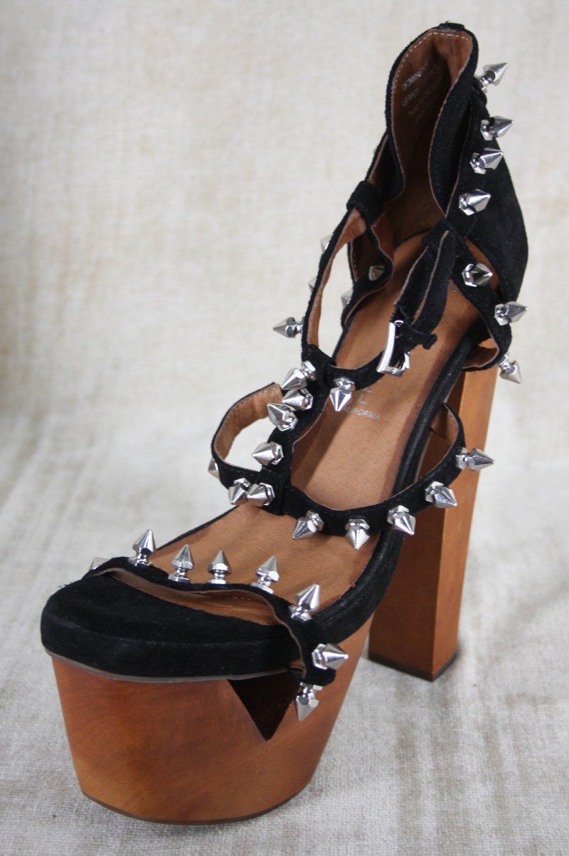 Jeffrey Campbell Dominique Spike Black Suede Platform Sandals Size