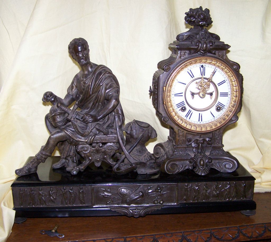 ANSONIA CINCINNATUS STATUE FIGURAL ANTIQUE CLOCK