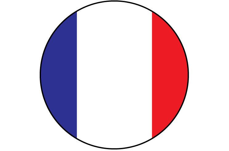 French Flag Filled in A Circle Shape Vinyl Sticker 10 cm x 10 cm