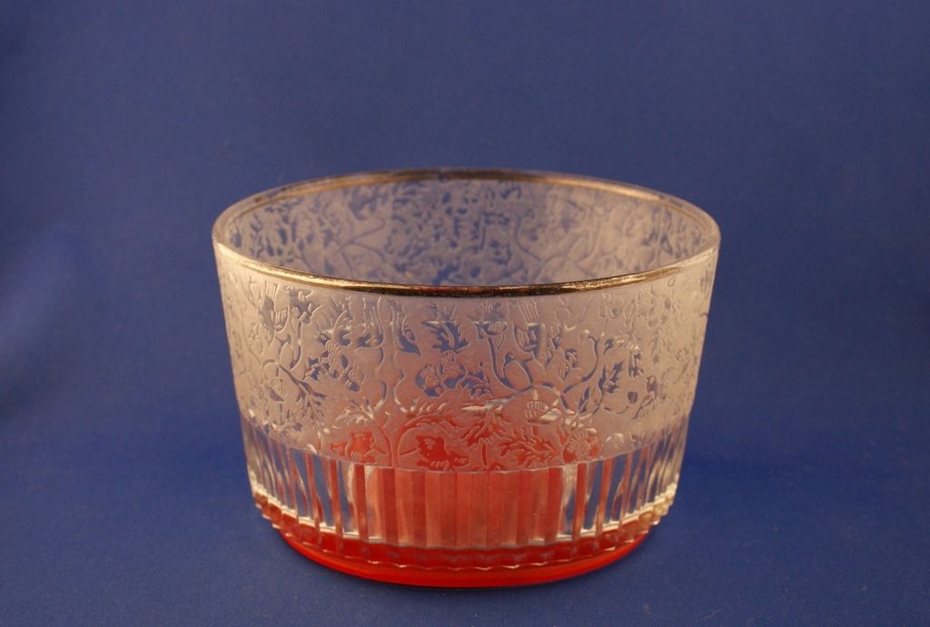 Vintage Deco Paden City Glass Crystal & Red Glades Ice Tub Spring