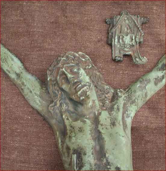 Antique Large French Crucifix Solid Bronze Dubois 1880