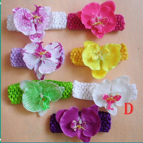 7pcs Fabric baby girl clips Orchid flowers for Hawaii Party & crochet