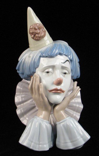 Huge Lladro Jester Clowns Head Details Colors Mint