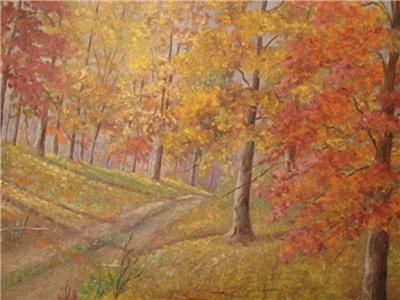 Clayson Baker Autumn Landscape Indiana Brown County Artist Oil on