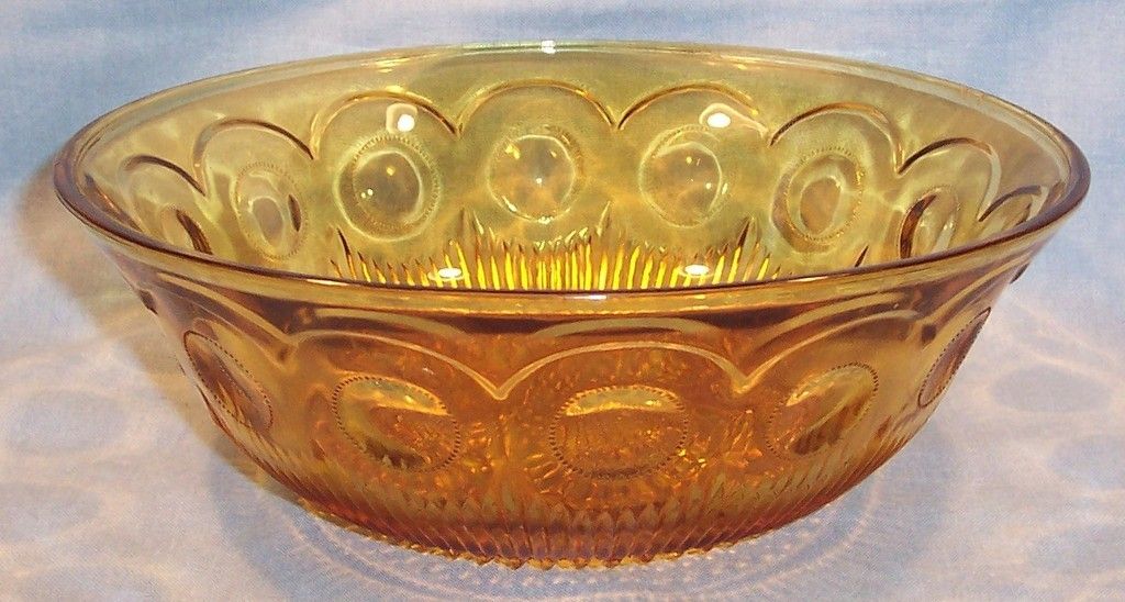 Vintage Bartlett Collins Amber Glass Berry Bowl 1970S