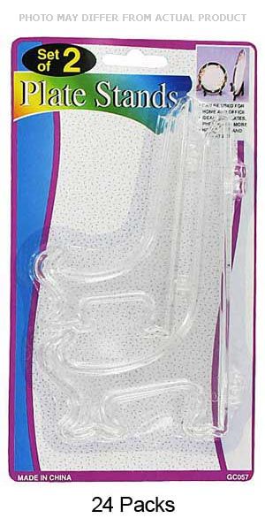 new 24 packs of 2 piece clear plate stands plastic