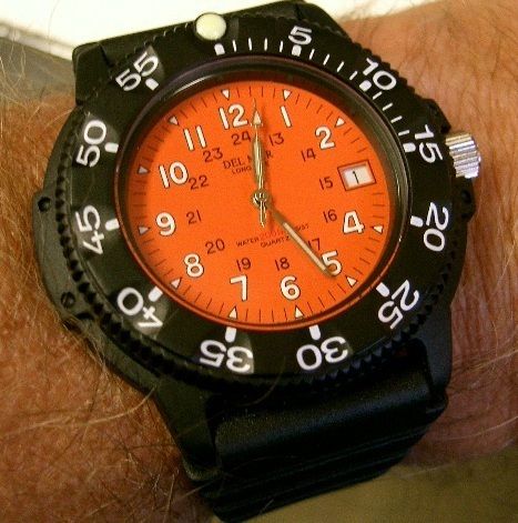 Del Mar Dive 200 Orange Dial Face Luminox Style Diver; Great Everyday