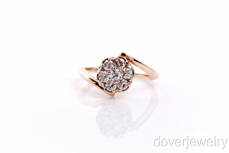 Modern 0.50ct Diamond 14K Gold Flower Cluster Engagement Ring NR