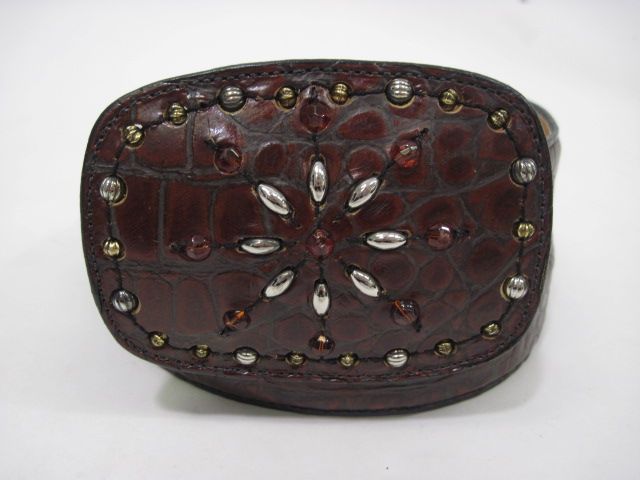 you are bidding on a fred coen brown leather mock croc belt in a size