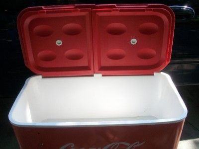 coca cola cooler ice chest on stand w wheels