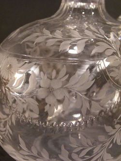 Antique ABP Cut Glass SIGNED SINCLAIRE Pitcher Decanter Etched Blown