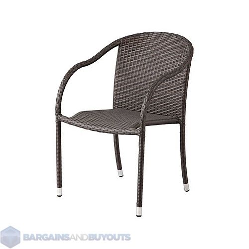 Set of Two Resin Outdoor Wicker Stackable Arm Chairs Espresso 413853