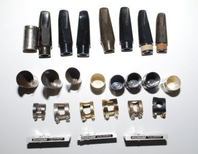 Lot of Sax Clarinet Mouthpieces Ligatures Caps Plugs Reed Holders