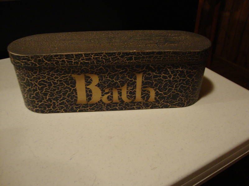 Primitive Chippy Blue Decor Bath Box Decor Storage