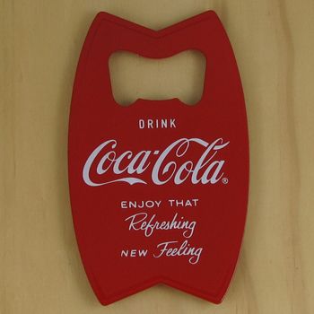 Drink Coca Cola red hand held bottle opener/fridge magnet. Solid metal