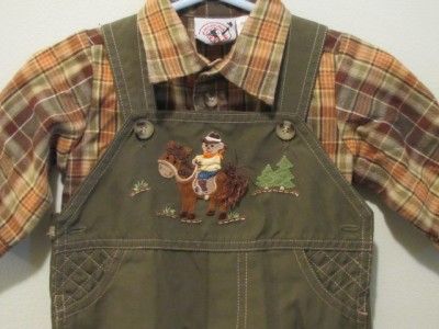  Boys 2 PC Fall Thanksgiving Scarecrow Overalls Set Size 3 6 M