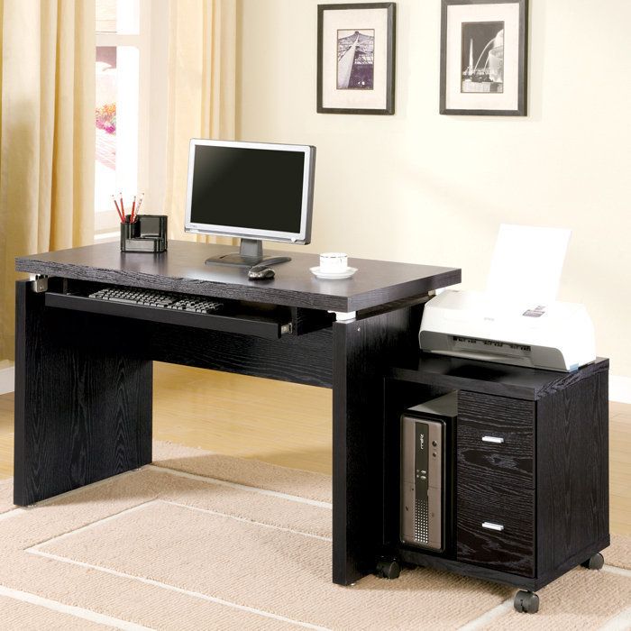 Peel Computer Desk with Keyboard Tray Black