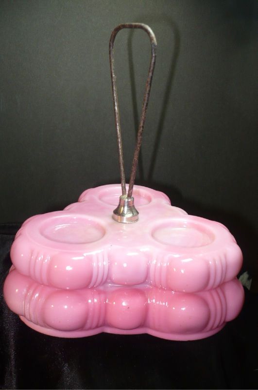 RARE PINK GLASS CRUET CONDIMENT CASTOR STAND EAPG CREASED BALE