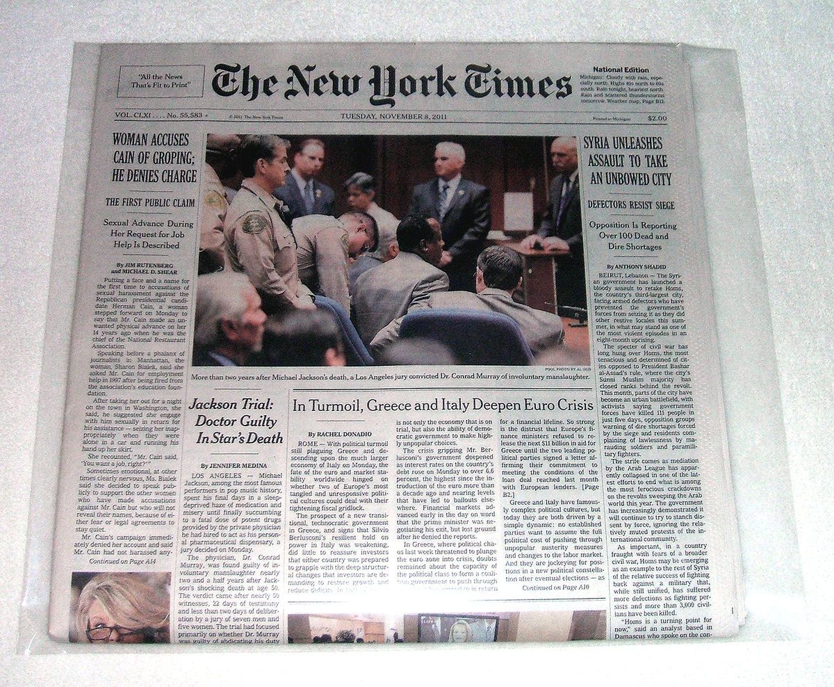 NEW NY TIMES DR. CONRAD MURRAY GUILTY VERDICT MICHAEL JACKSON TRIAL