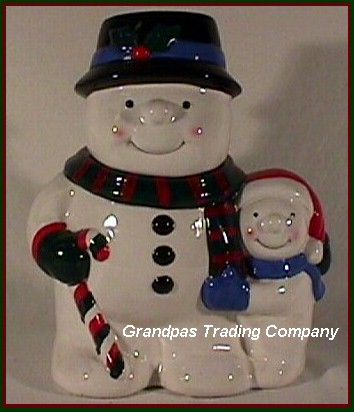 Enesco Cookie Jar New Snowman CJ Dad Son Snowmen