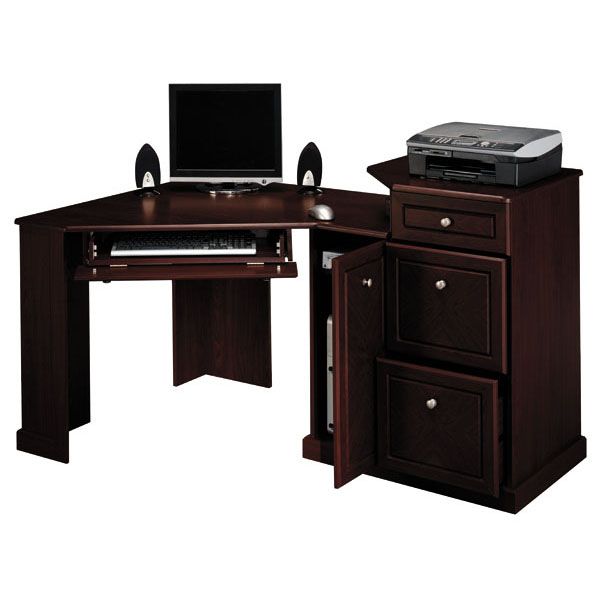 Black Computer Desk w Bookcase Printer CPU Stand